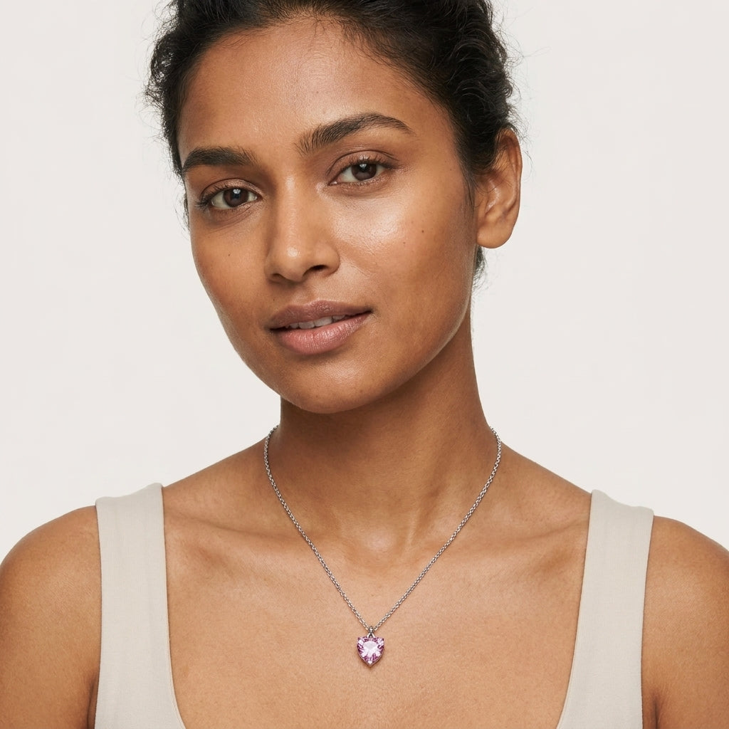 Dainty Pink Heart Necklace