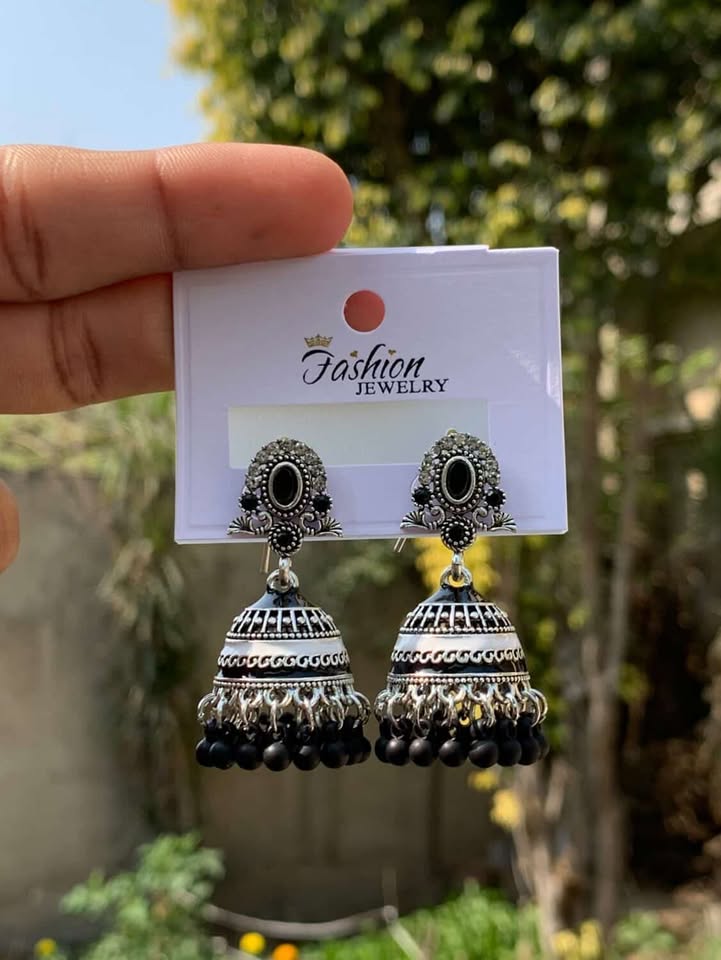 Matte Velvet & Crystal Band Jhumkas