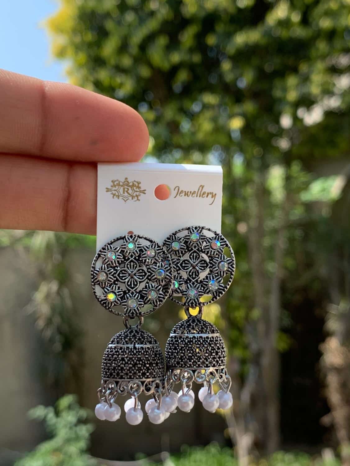 Ivory Enamel Jhumka