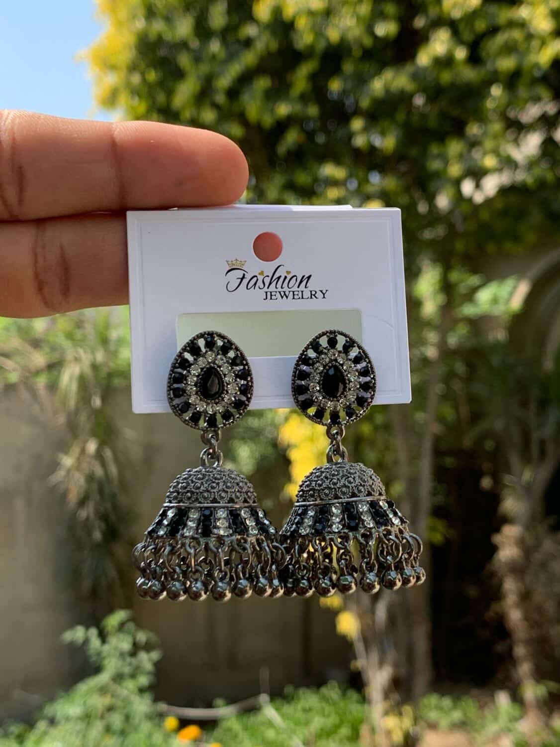 Solitaire Crystal & Architectural Jhumka