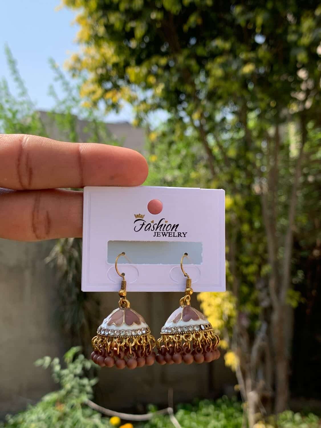 Pristine Pearl & Gold Enamel Jhumka Earrings