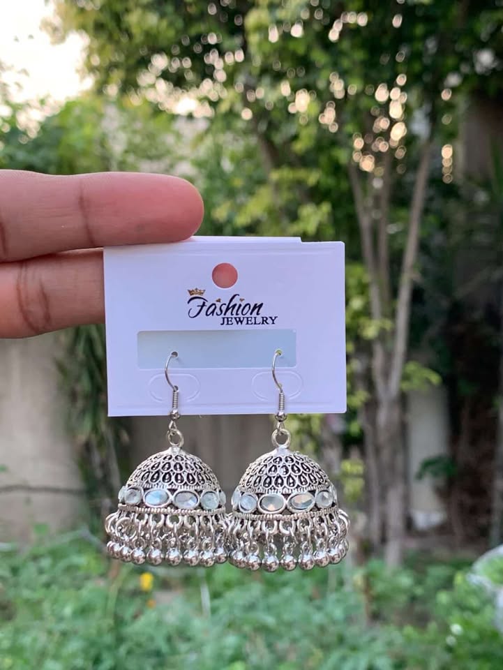 Heritage Silver Lattice Jhumka