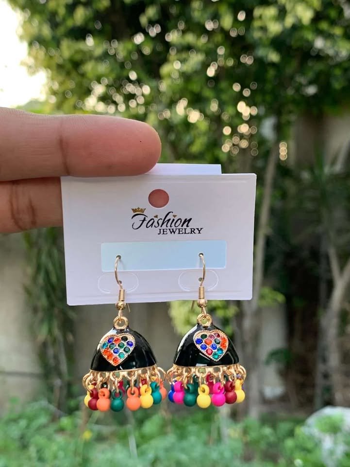 Crystal Heart-Centric Jhumkas