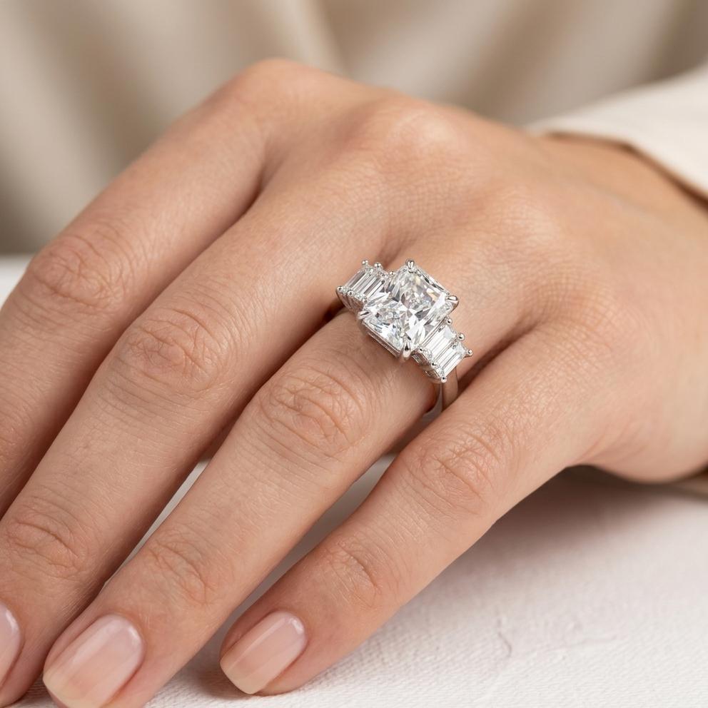 Majestic Radiant-Cut Trilogy Ring