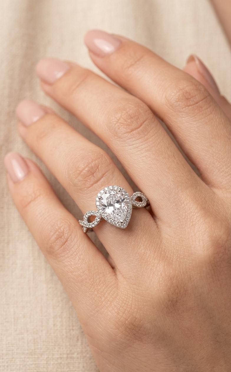 Infinity Halo Pear Ring