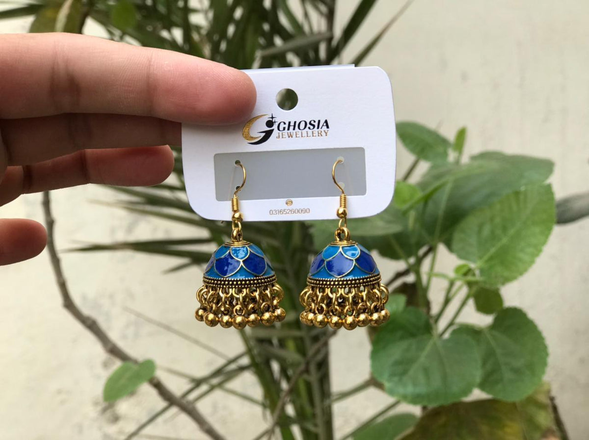 Aesthetic Royal Scalloped Enamel Jhumka