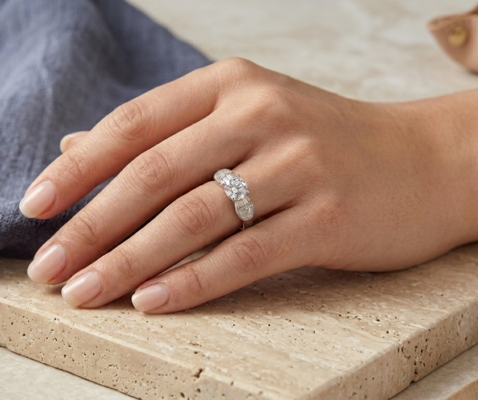 Radiant Crown Solitaire Ring