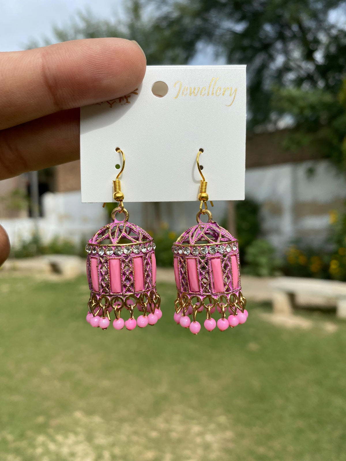 Cage-Style Crystal Jhumka