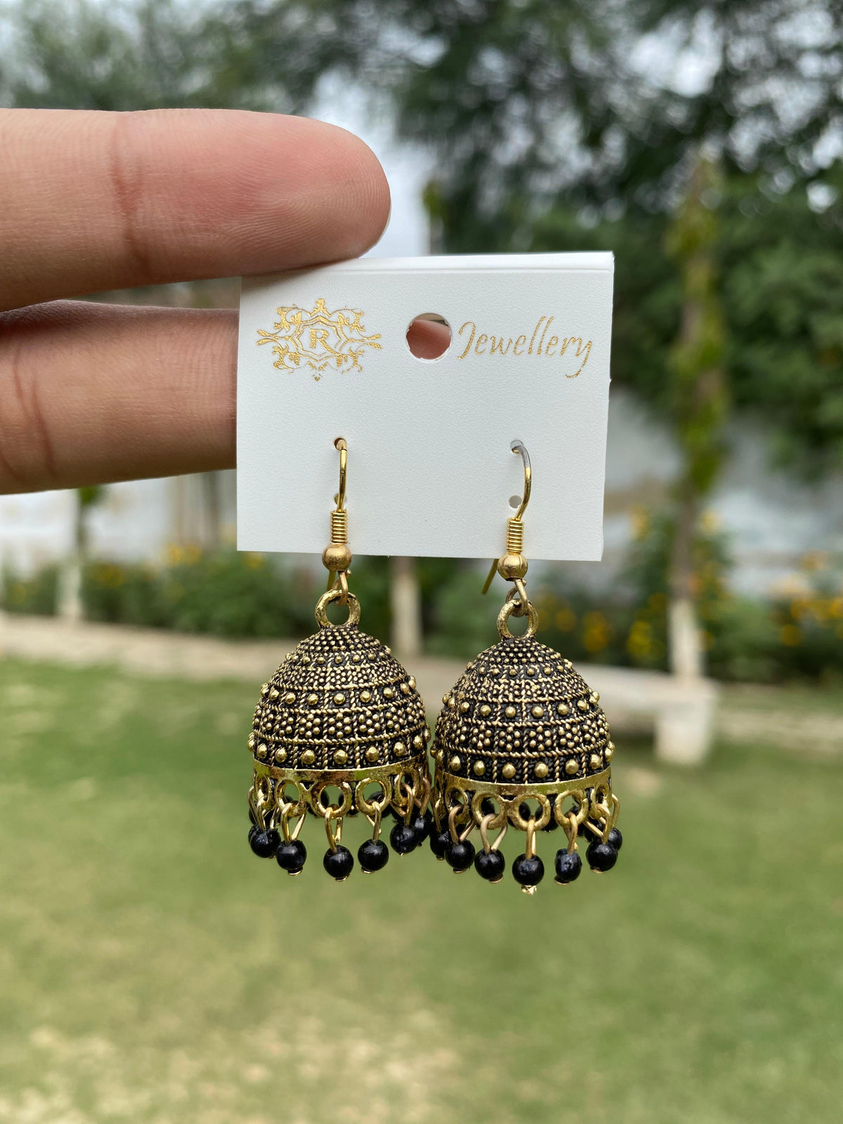 Textured Antique Bead Jhumka