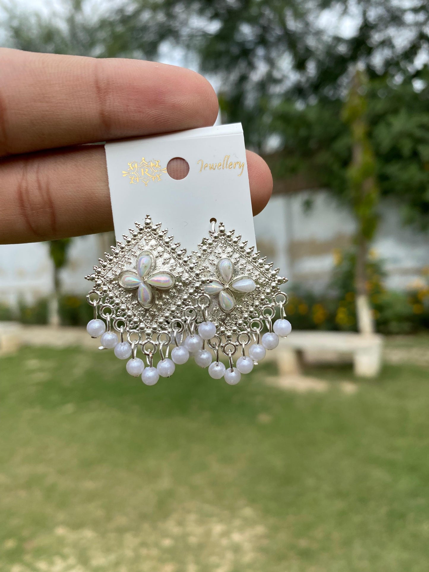 Moonstone-Effect Statement Earring