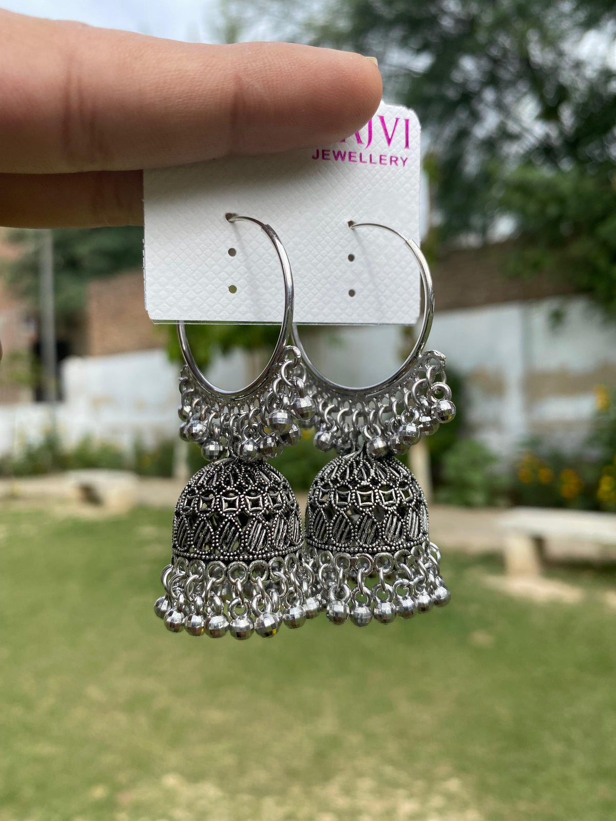 Pearl-Encrusted Chandbali Jhumka