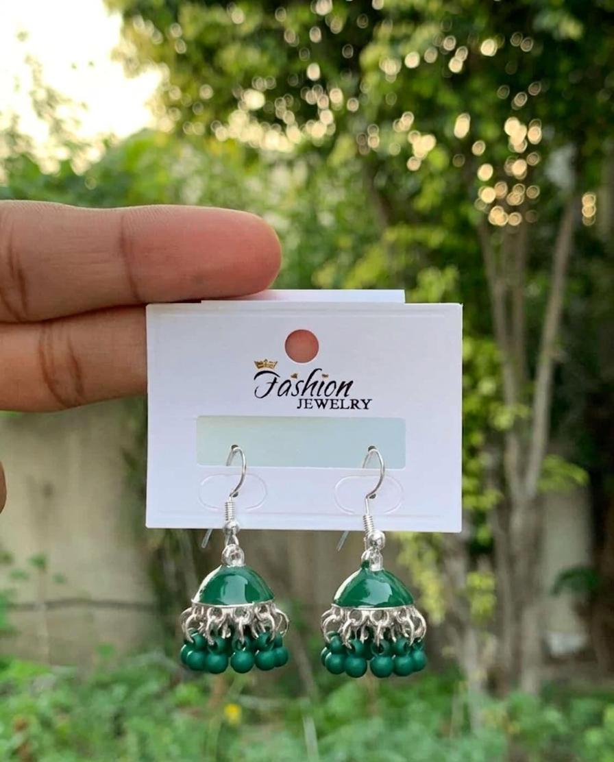 Midnight Onyx Meenakari Jhumka