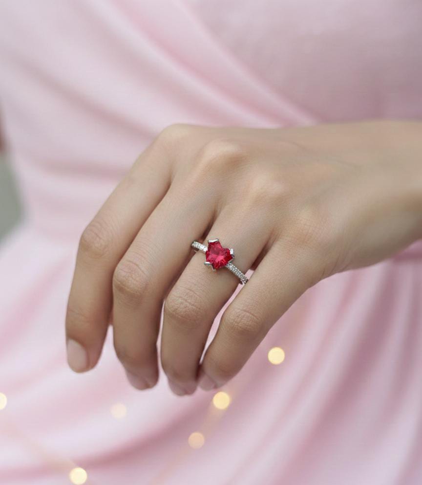 Sapphire Heart adjustable Promise Ring