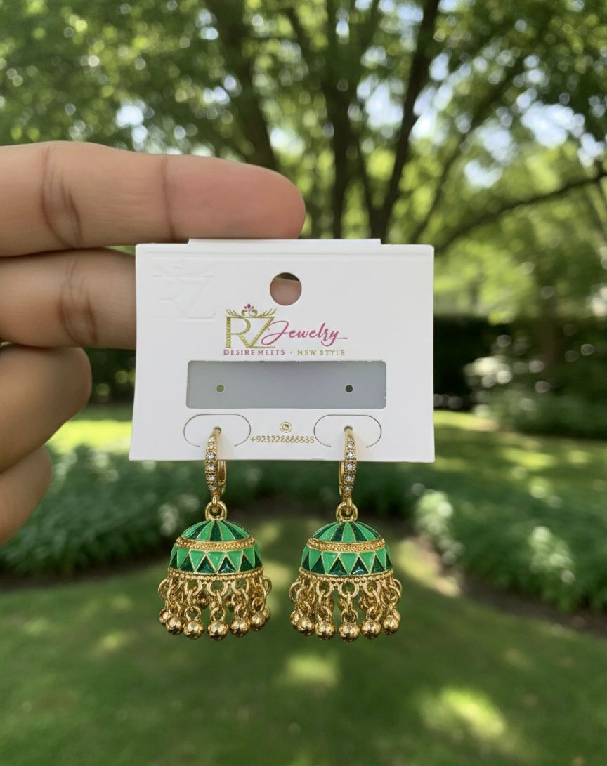 Modern Meenakari Geometric Jhumkas