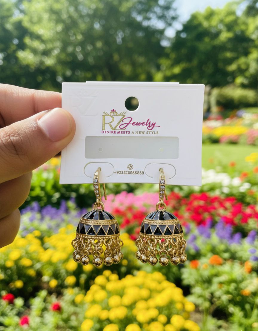 Modern Meenakari Geometric Jhumkas