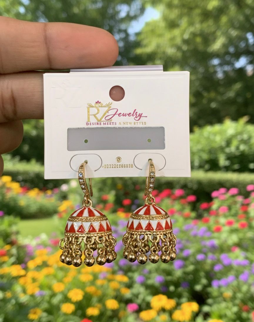 Modern Meenakari Geometric Jhumkas