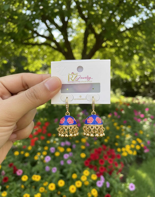 Floral Blossom Meenakari Jhumka