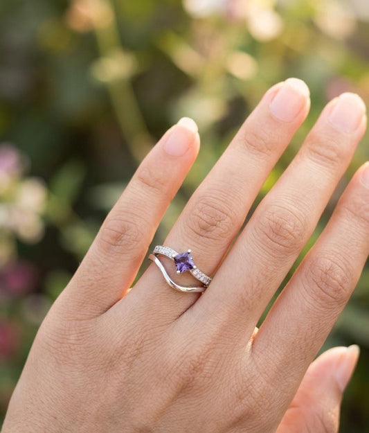 Royal Amethyst Square Halo Ring