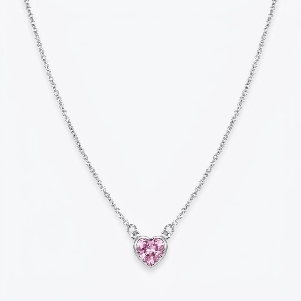 Dainty Pink Heart Necklace