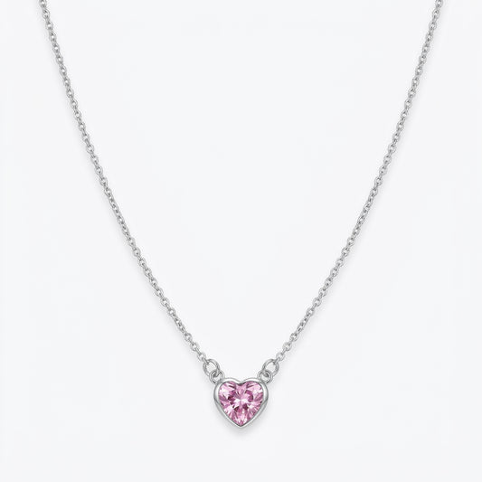 Dainty Pink Heart Necklace