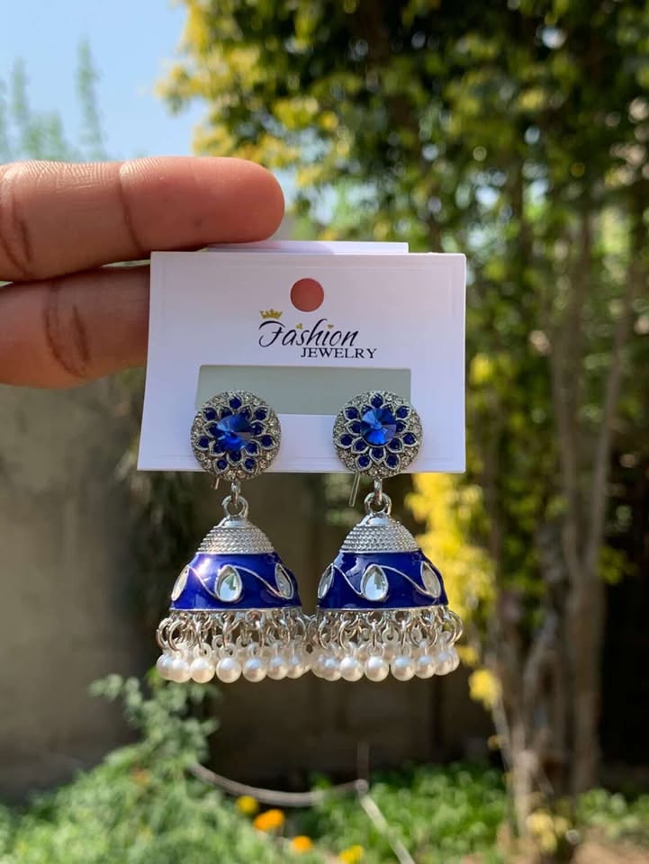 Aesthetic Shimmering Full-Rhinestone Statement Jhumkas