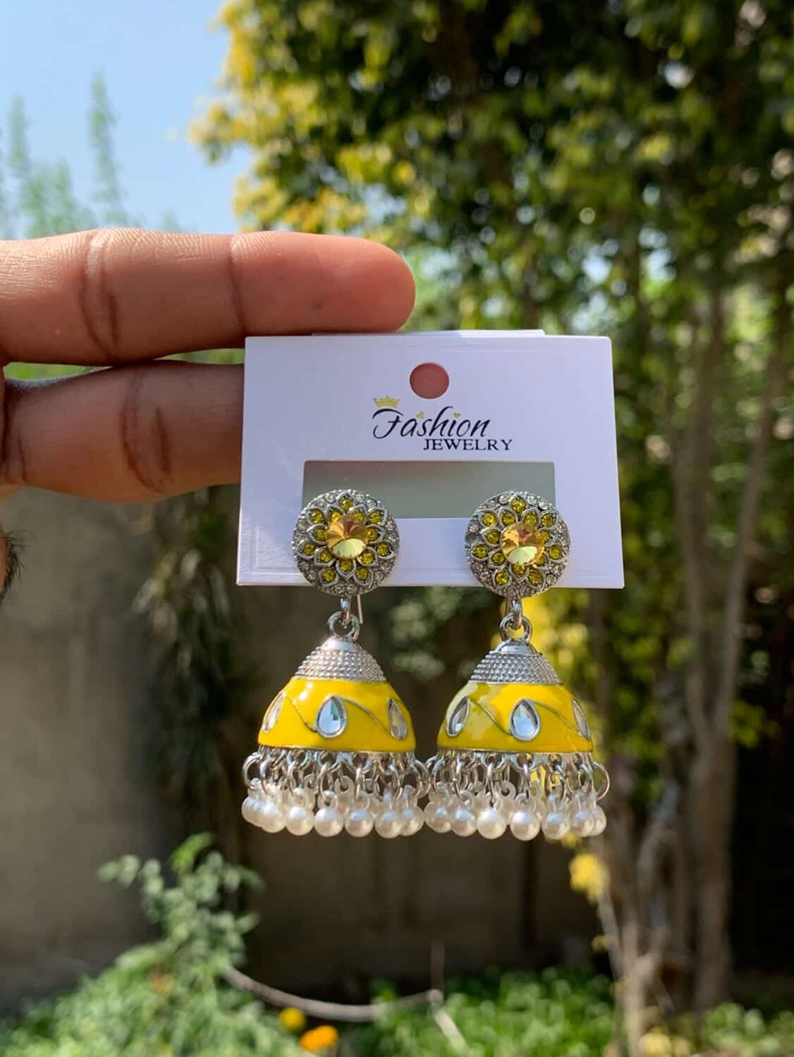 Aesthetic Shimmering Full-Rhinestone Statement Jhumkas
