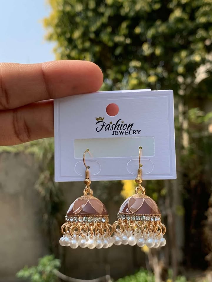 Pristine Pearl & Gold Enamel Jhumka Earrings