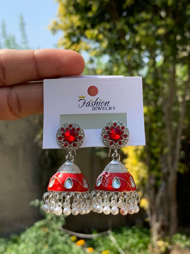 Aesthetic Shimmering Full-Rhinestone Statement Jhumkas