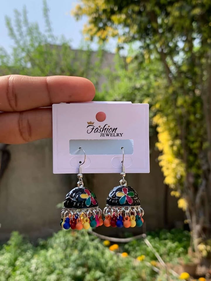 Precision-Set Micro-Crystal Stellar Jhumkas