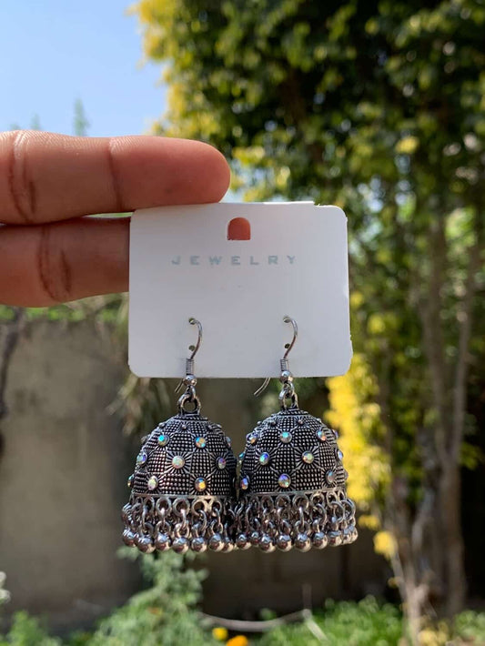 Grand Solitaire Crystal Jhumka