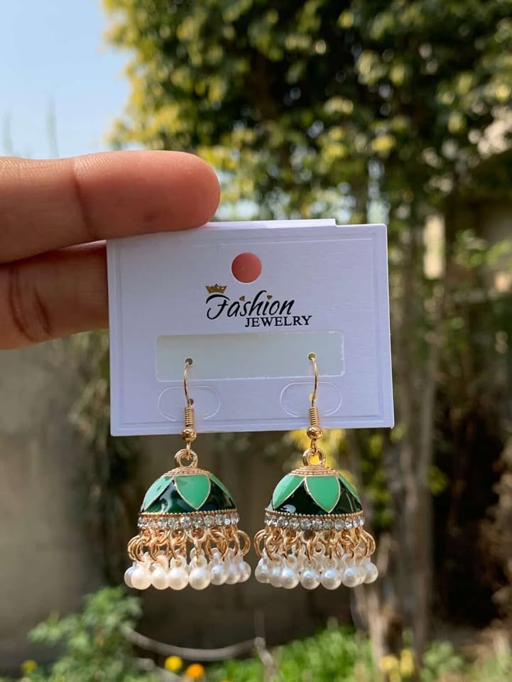 Pristine Pearl & Gold Enamel Jhumka Earrings