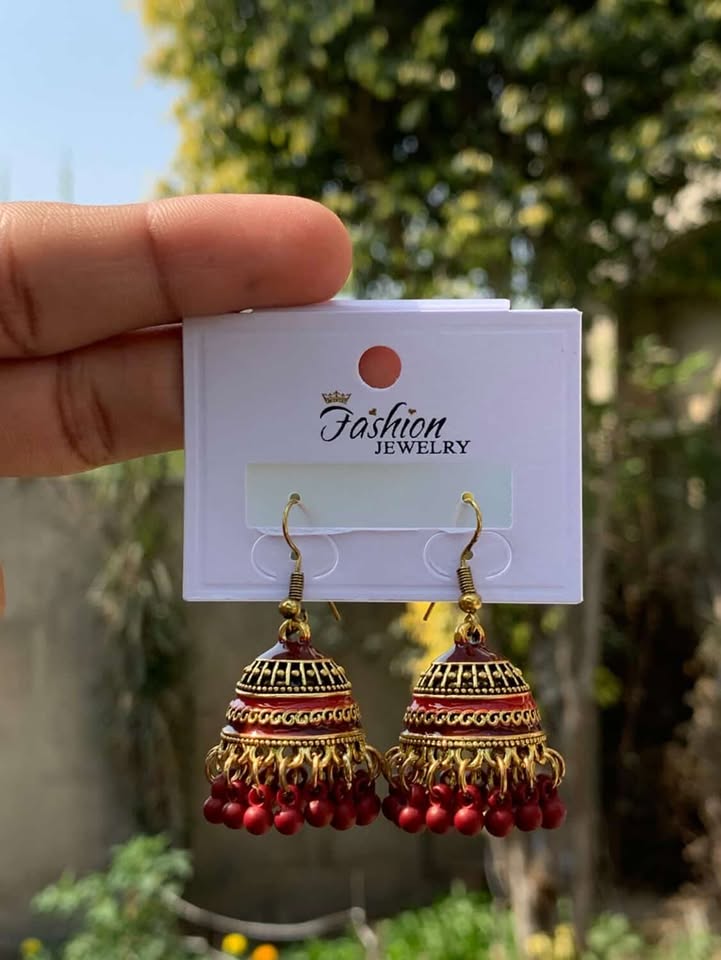 Matte Velvet & Crystal Band Jhumkas