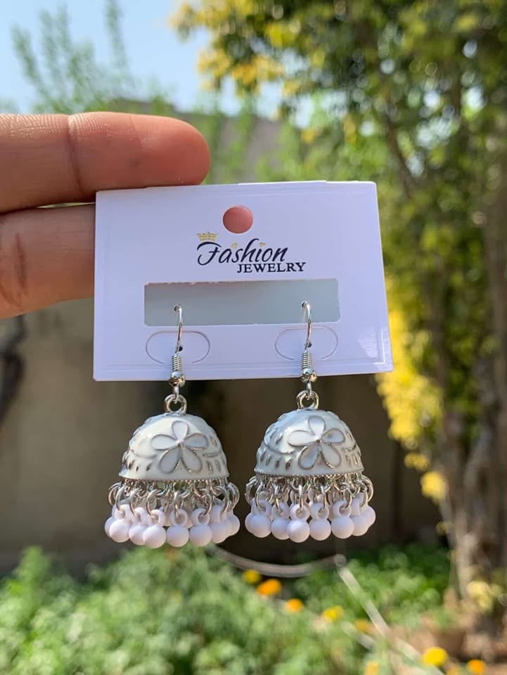 Precision-Set Micro-Crystal Stellar Jhumkas