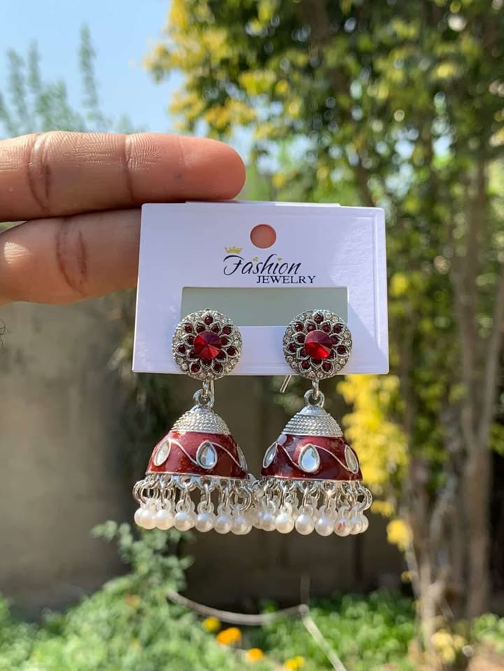 Aesthetic Shimmering Full-Rhinestone Statement Jhumkas