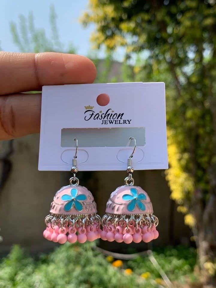 Precision-Set Micro-Crystal Stellar Jhumkas