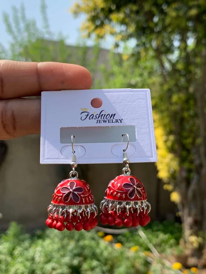 Precision-Set Micro-Crystal Stellar Jhumkas