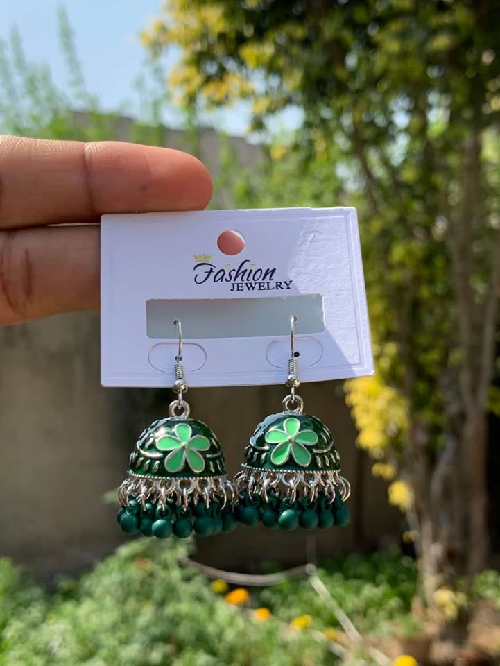 Precision-Set Micro-Crystal Stellar Jhumkas
