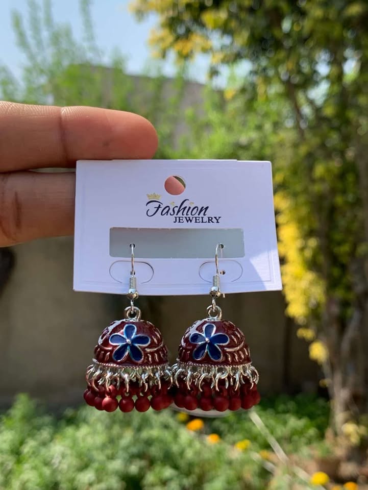Precision-Set Micro-Crystal Stellar Jhumkas