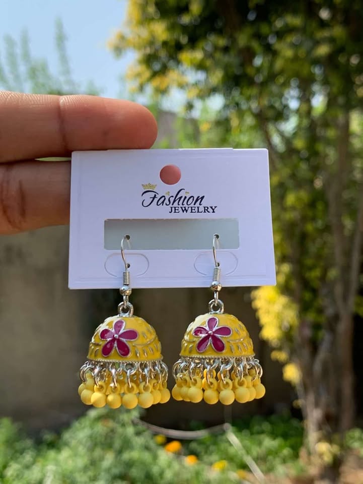 Precision-Set Micro-Crystal Stellar Jhumkas