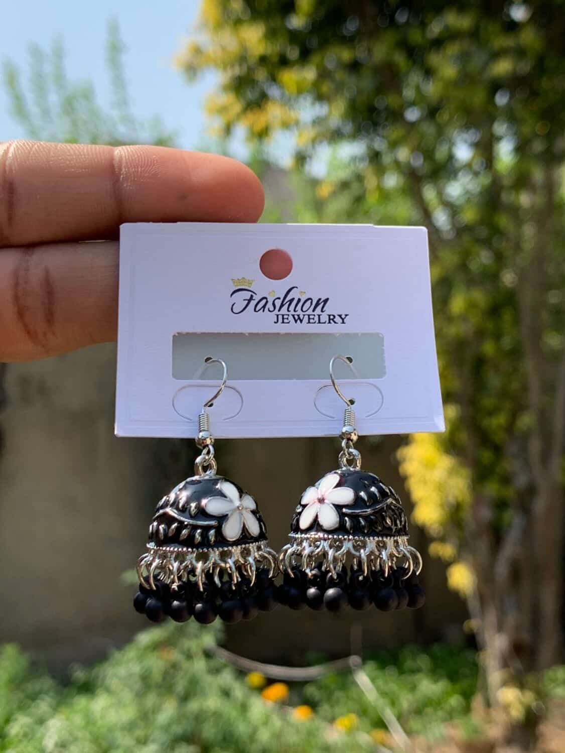 Precision-Set Micro-Crystal Stellar Jhumkas
