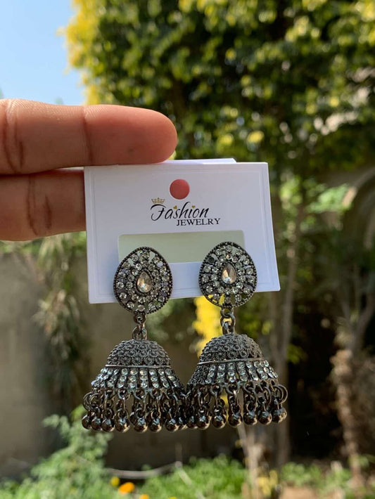 Solitaire Crystal & Architectural Jhumka