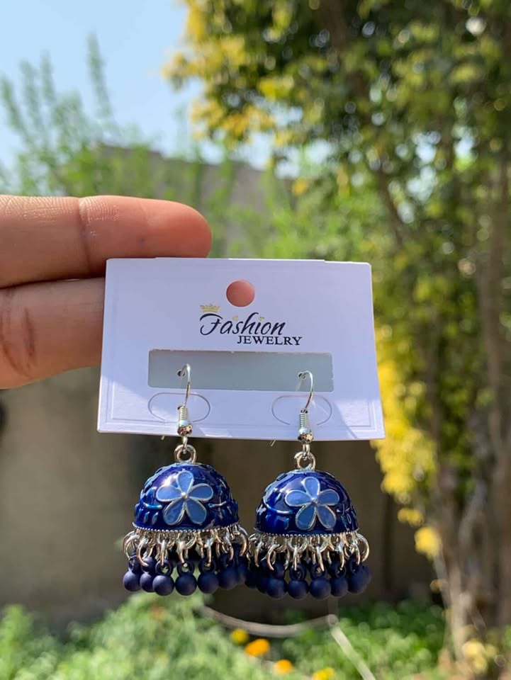 Precision-Set Micro-Crystal Stellar Jhumkas