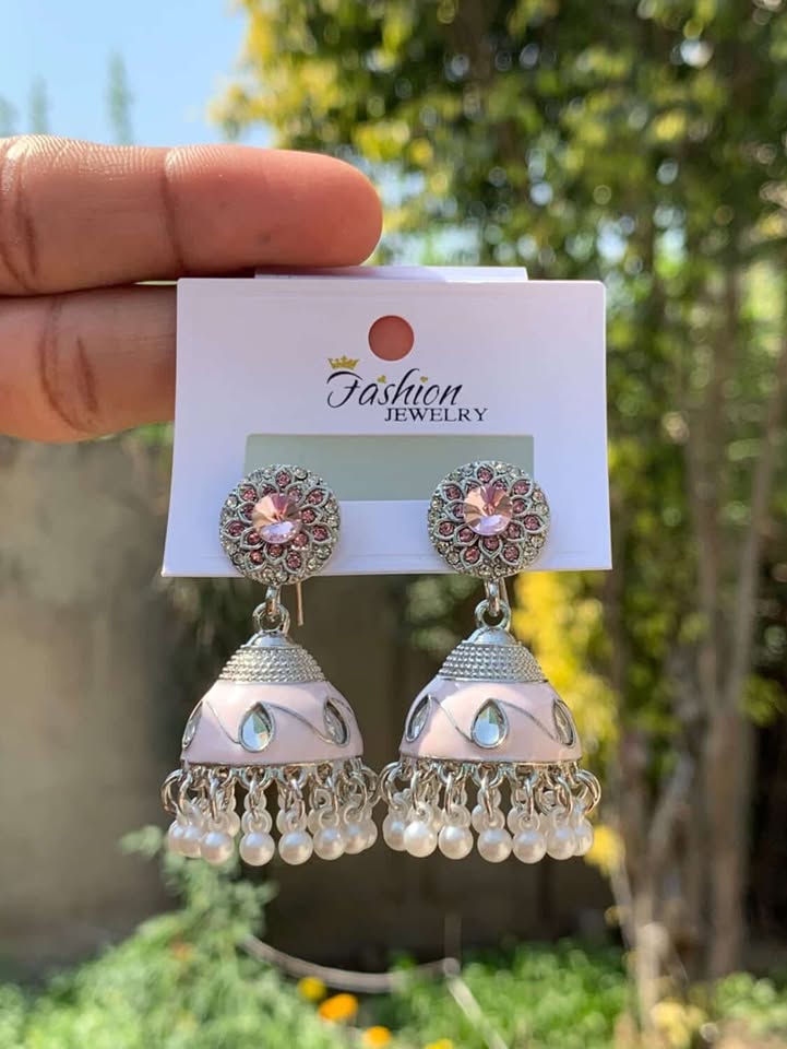 Aesthetic Shimmering Full-Rhinestone Statement Jhumkas