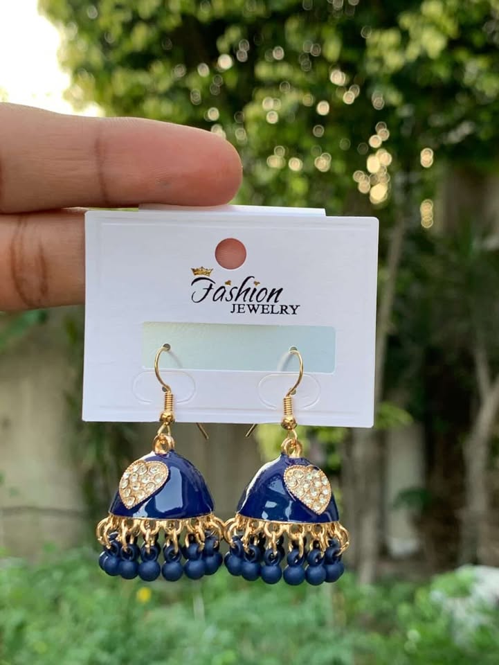 Crystal Heart-Centric Jhumkas