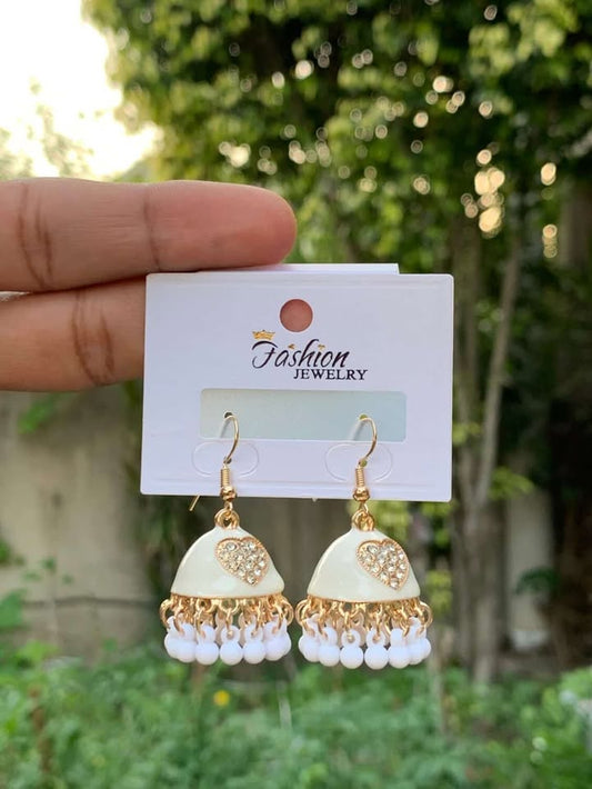 Crystal Heart-Centric Jhumkas