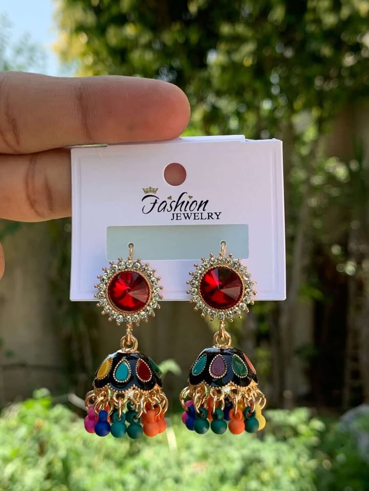Antique Contrast Jhumki Earrings