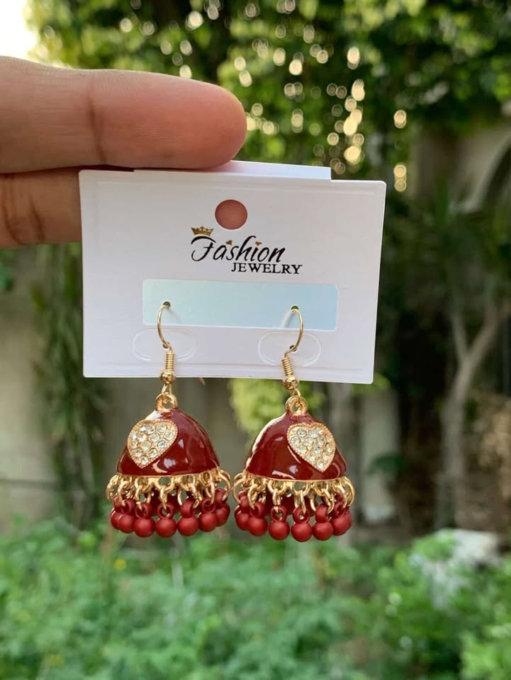 Crystal Heart-Centric Jhumkas