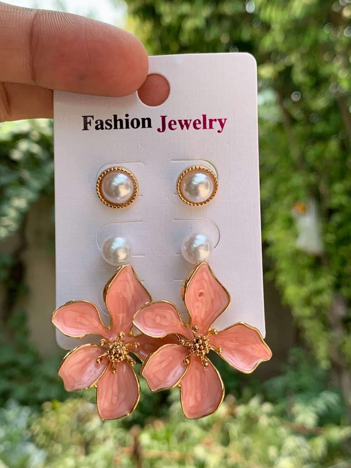 Midnight Bloom & Pearl Stud Set