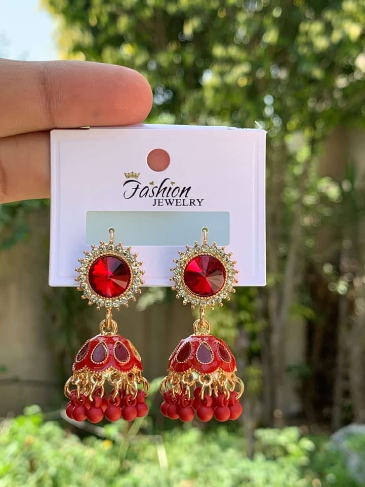 Antique Contrast Jhumki Earrings