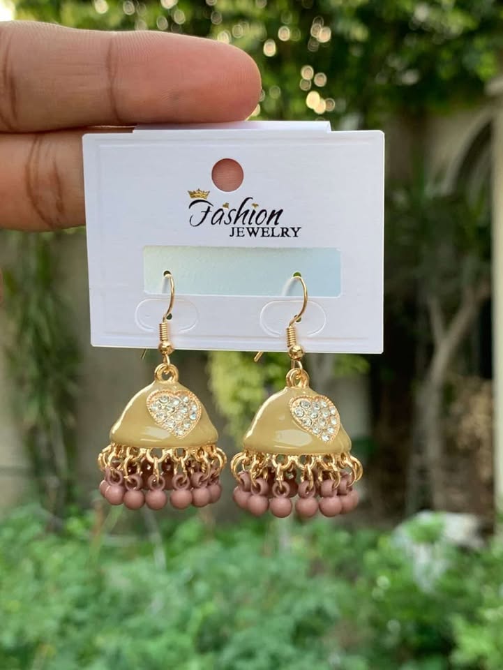 Crystal Heart-Centric Jhumkas